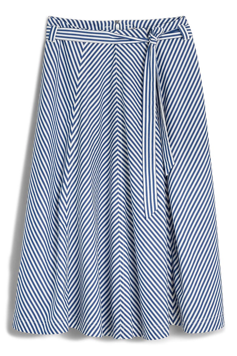 Stripe Flare Poplin Midi Skirt, Alternate, color, PURE BLUE