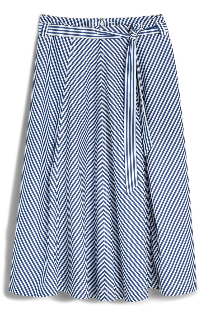 Madewell Stripe Flare Poplin Midi Skirt, Alternate, color, 