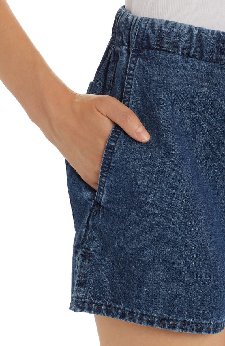 Valentino Garavani Valentino V Logo Cotton Chambray Shorts, Alternate, color, 