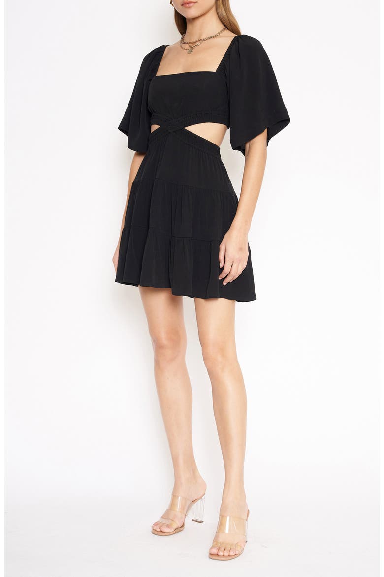 Oakley Cutout Minidress, Alternate, color, BLACK