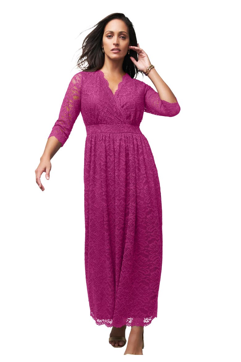 Stretch Lace Maxi Dress, Main, color, RASPBERRY