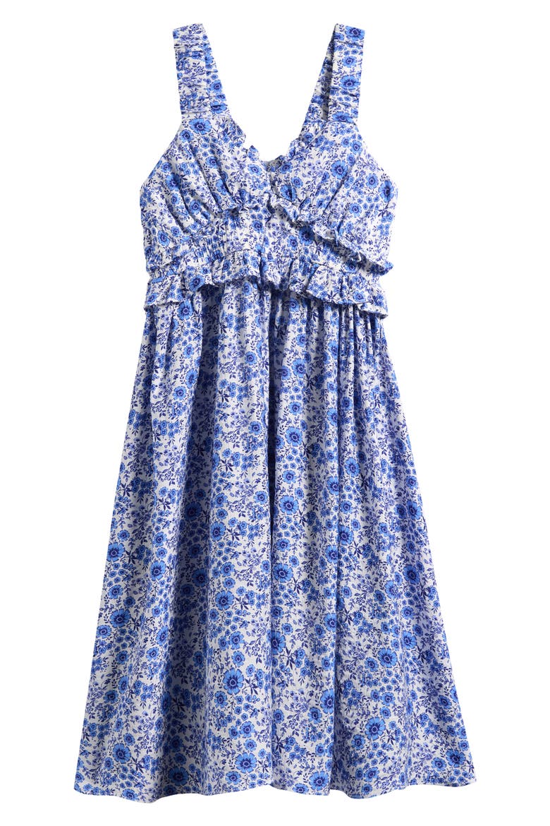 Kids' Floral Ruffle Party Dress, Main, color, BLUE FLORAL