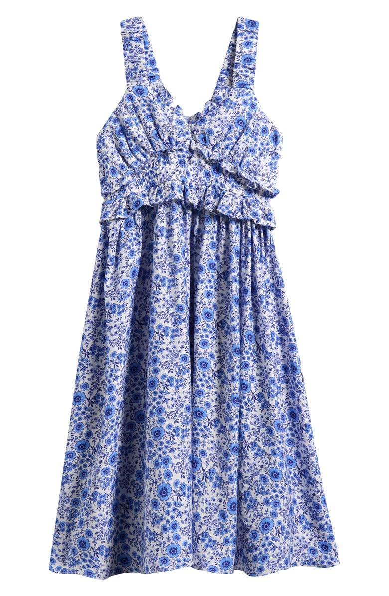 Iris & Ivy Kids' Floral Ruffle Party Dress, Main, color, Blue Floral