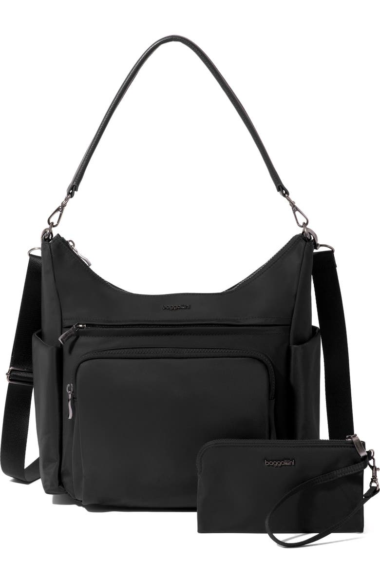 BAGGALLINI Nolita Convertible Hobo, Main, color, Black Twill