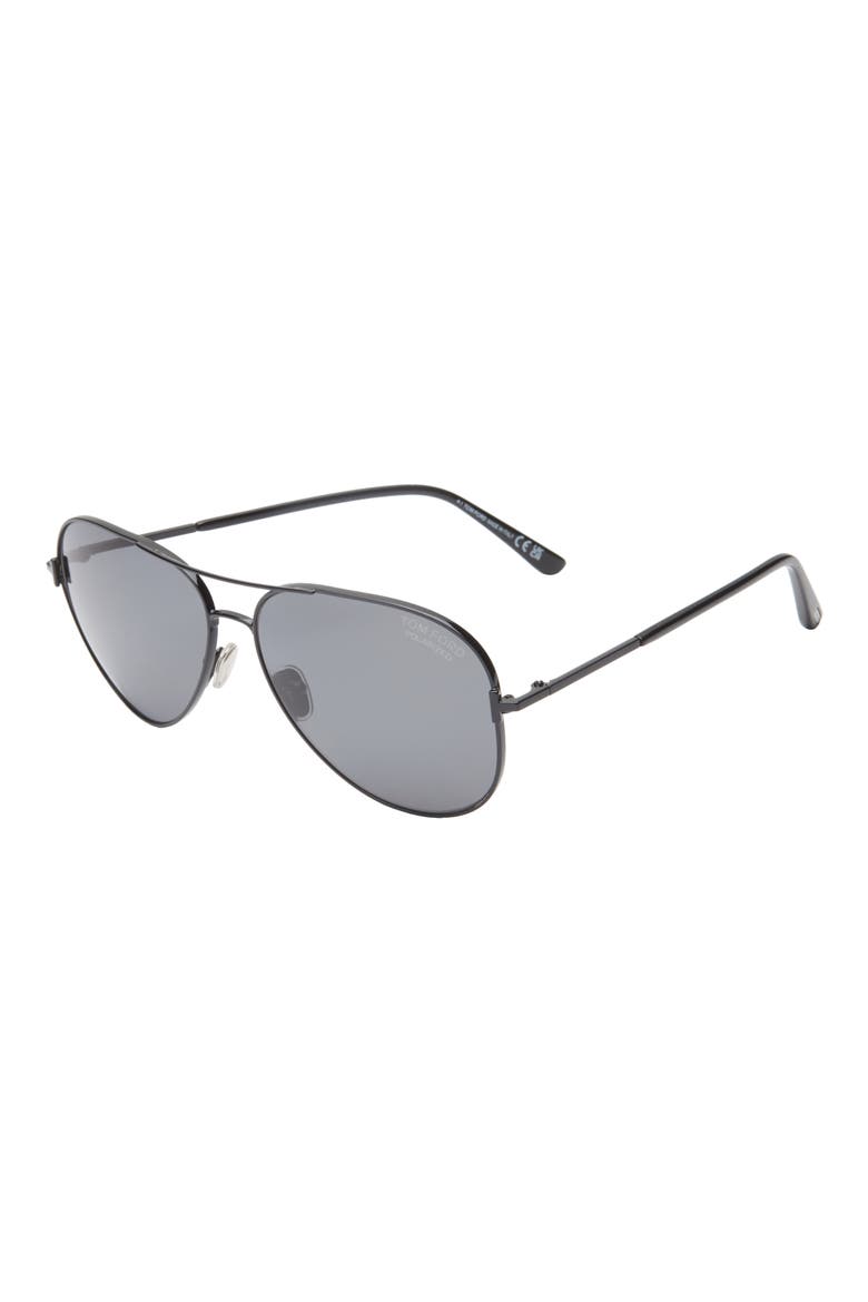 Clark 59mm Pilot Sunglasses, Alternate, color, SHINY BLACK/ POLAR SMOKE