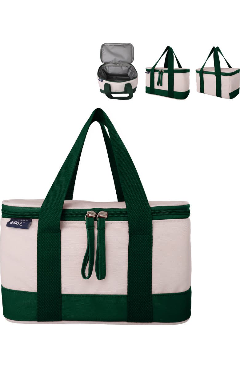 Lands' End Rectangular Small Cooler Bag Insulated 1.5 Gal, Canvas Soft Cooler with Tote Handles and Zip Closure, Main, color, Kelly Green