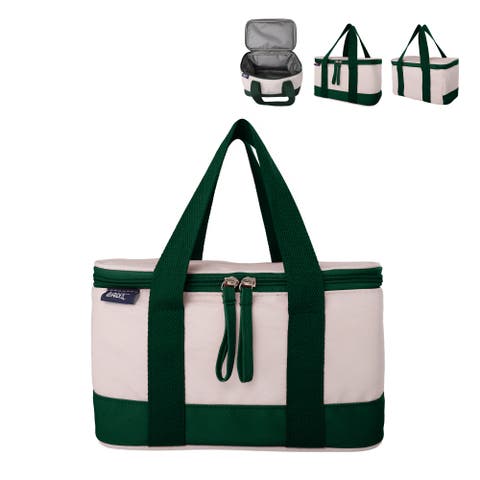 Rectangular Small Cooler Bag Insulated 1.5 Gal, Canvas Soft Cooler with Tote Handles and Zip Closure (Kelly Green)