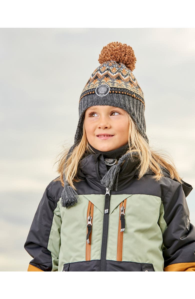 Deux par Deux Baby Boy's Peruvian Knit Hat Grey And Brown Jacquard, Alternate, color, Jacquard