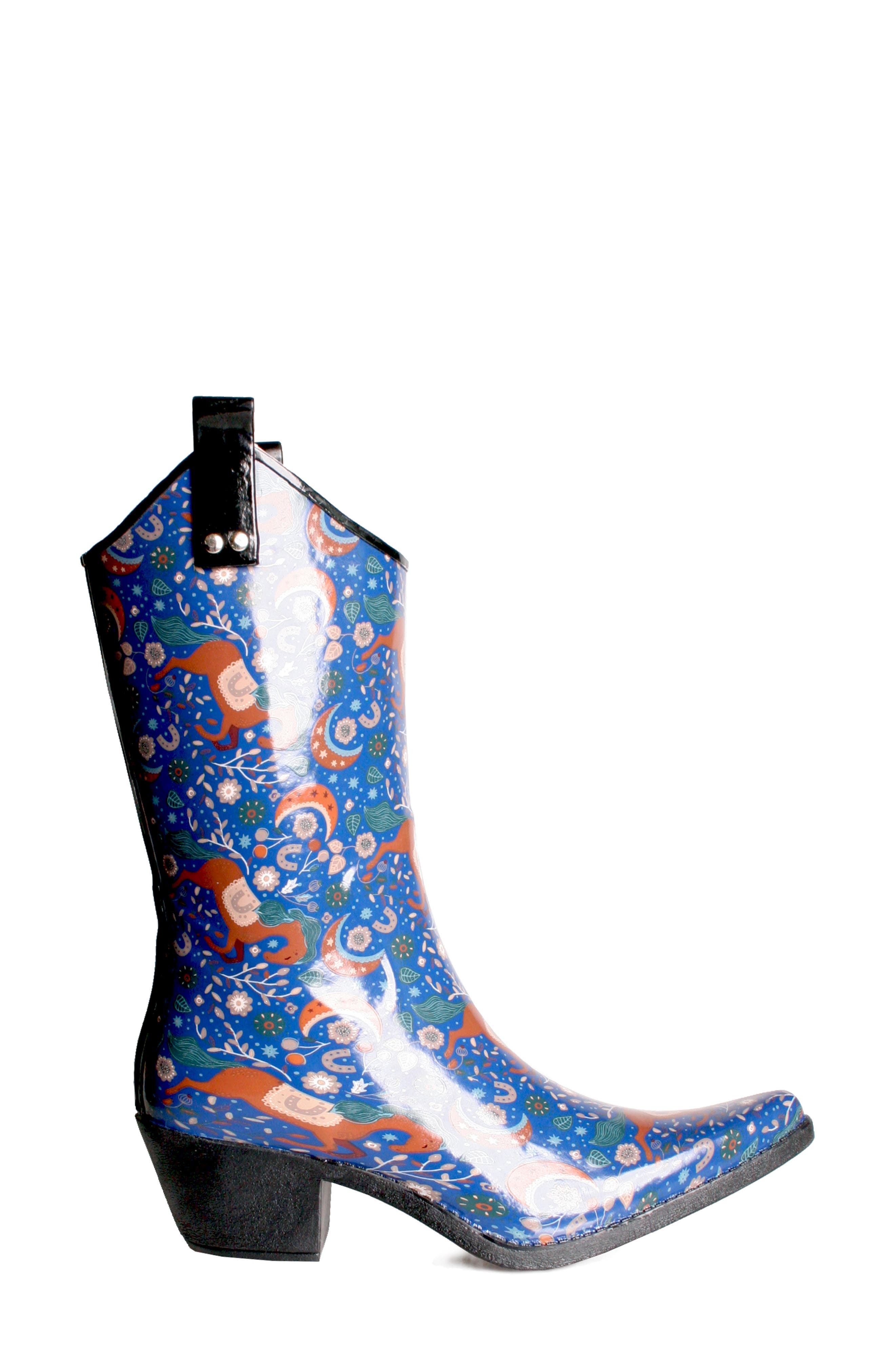 Yippy Western Rain Boot, Alternate, color, WHIMSICAL HORSES