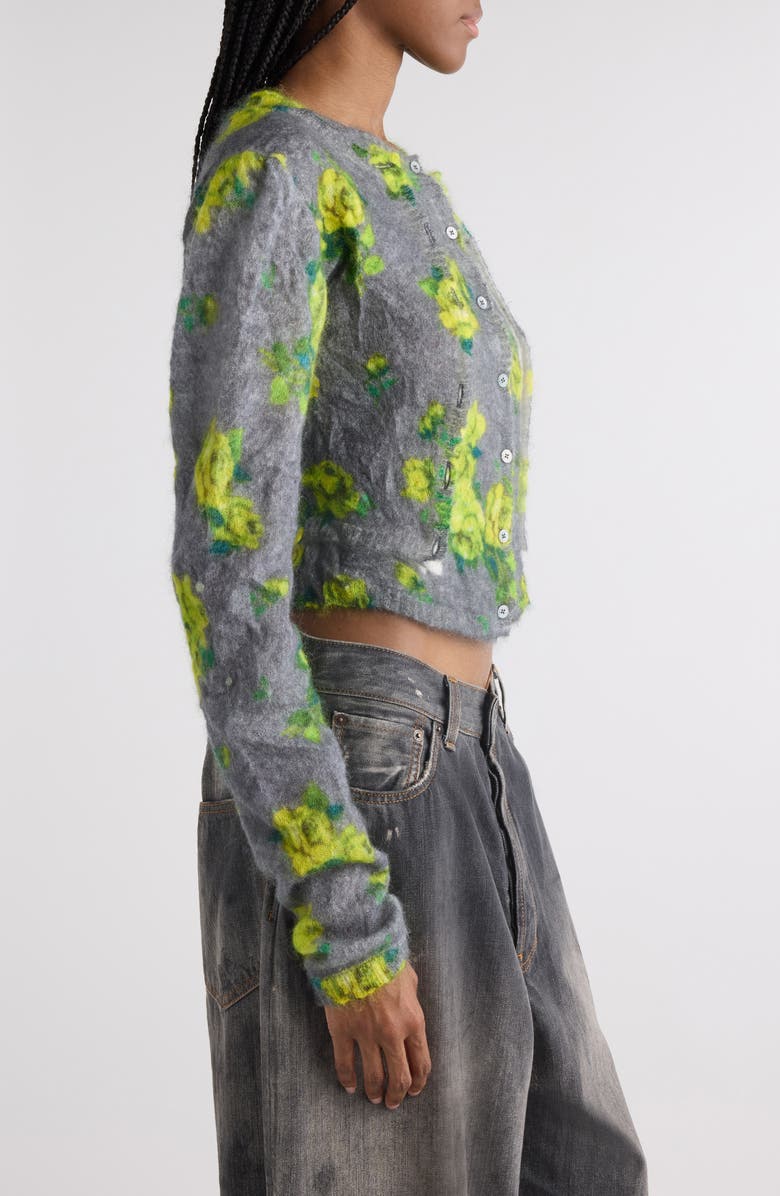 Acne Studios Kahoo Print Overwashed Mohair Blend Cardigan, Alternate, color, Grey/ Multi