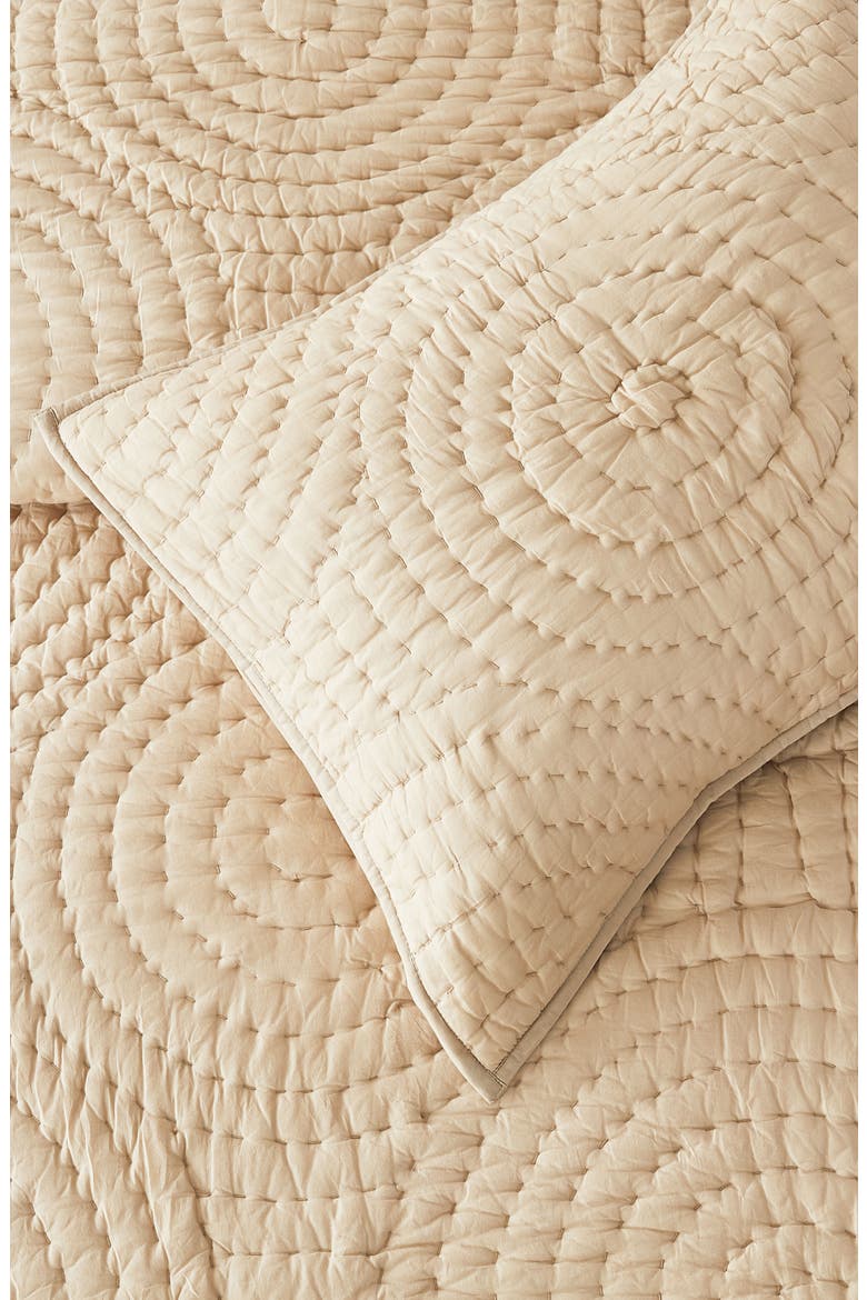 Voile Cotton Handstitch Quilt & Sham Set, Alternate, color, TAUPE