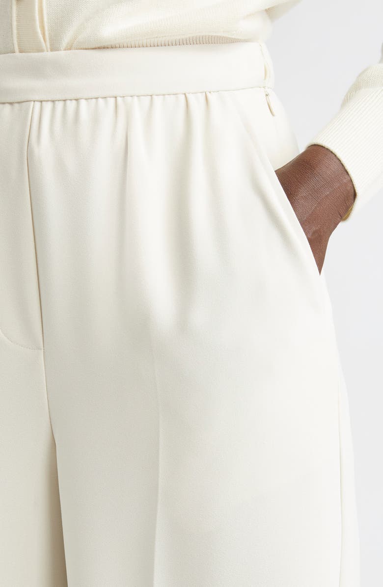 ST. JOHN Satin Back Crepe Wide Leg Pants, Alternate, color, Ecru