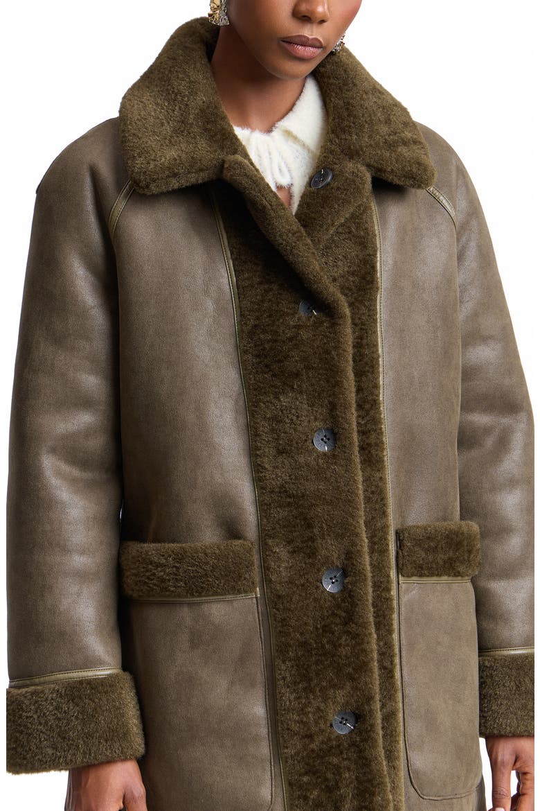 Reversible Faux Fur Maxi Coat, Alternate, color, DARK OLIVE