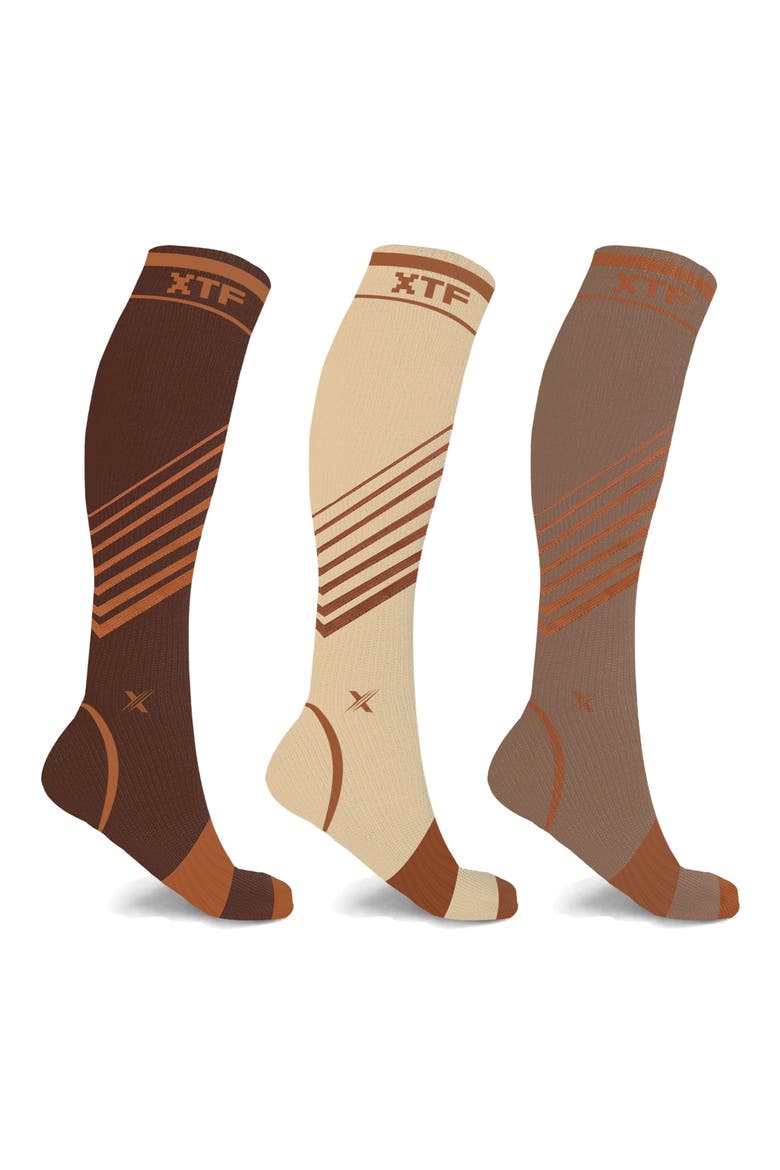 3-Pack Copper Infused Knee Length Compression Socks, Main, color, MIX