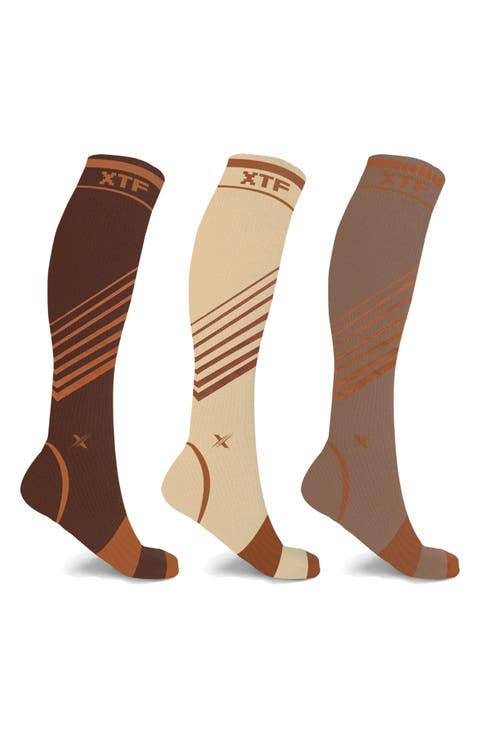 3-Pack Copper Infused Knee Length Compression Socks