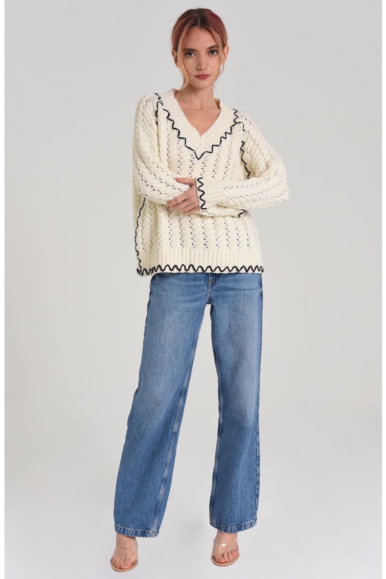 Aria Embroidered Sweater, Alternate, color, IVORY