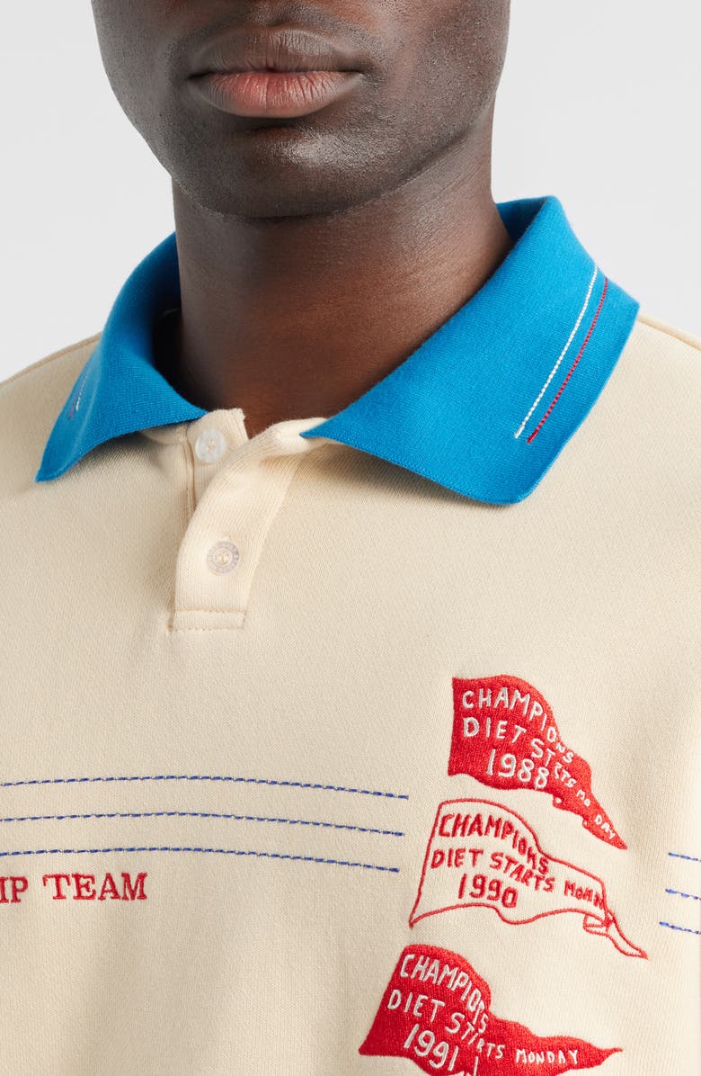 DIET STARTS MONDAY Champion Sport Embroidered Graphic Sweatshirt, Alternate, color, Antique White/Red