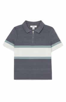 Reiss Kids' Grove Sr. Stripe Textured Half Zip Polo