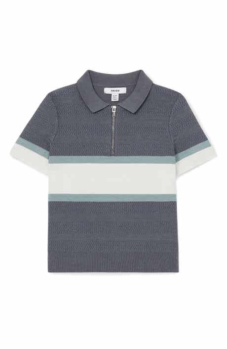 Reiss Kids' Grove Sr. Stripe Textured Half Zip Polo