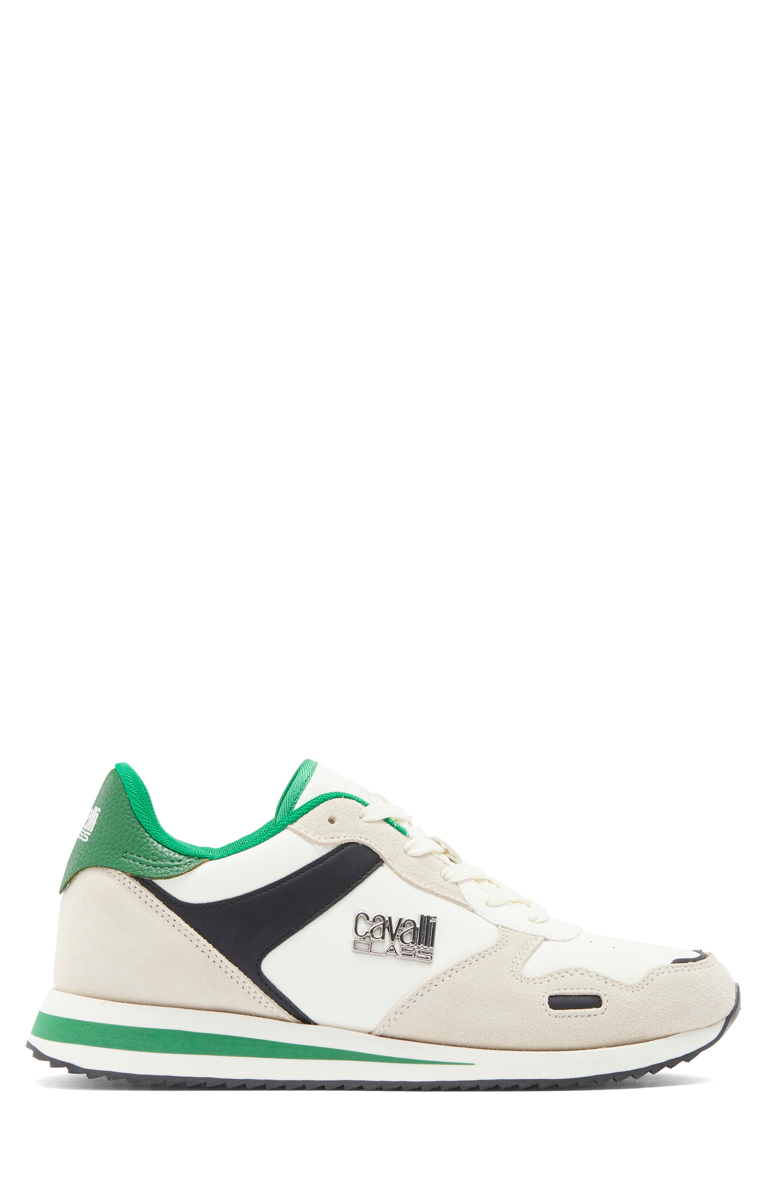 Roberto Cavalli Low Top Runner Sneaker, Alternate, color, Farro/ Off White/ Green/ Black
