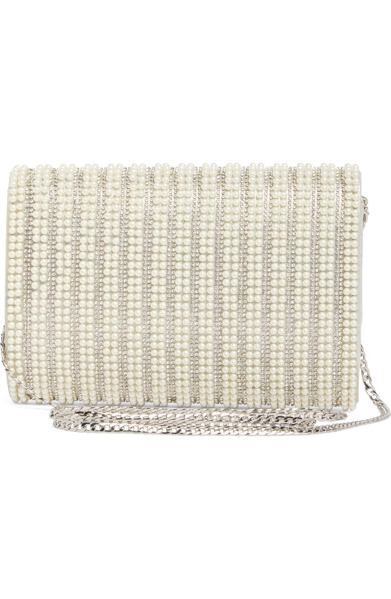 Olga Berg Domino Hotfix Faux Pearl & Crystal Clutch, Alternate, color,