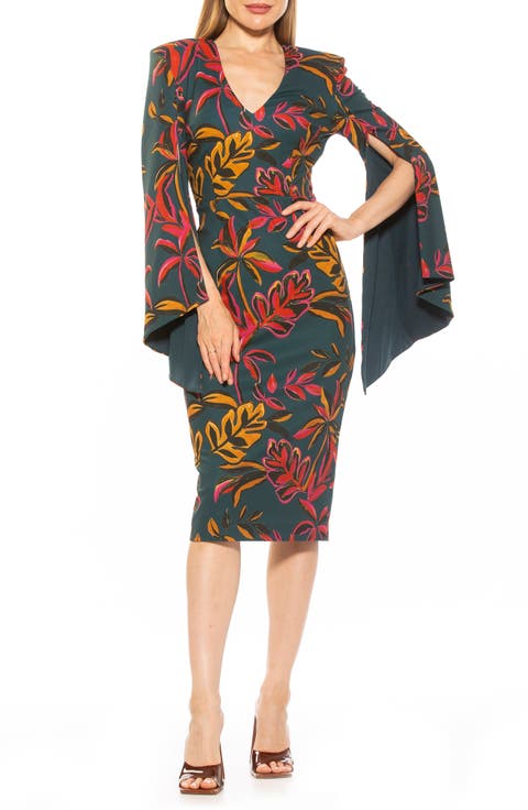 Ocean Flare Sleeve Midi Dress