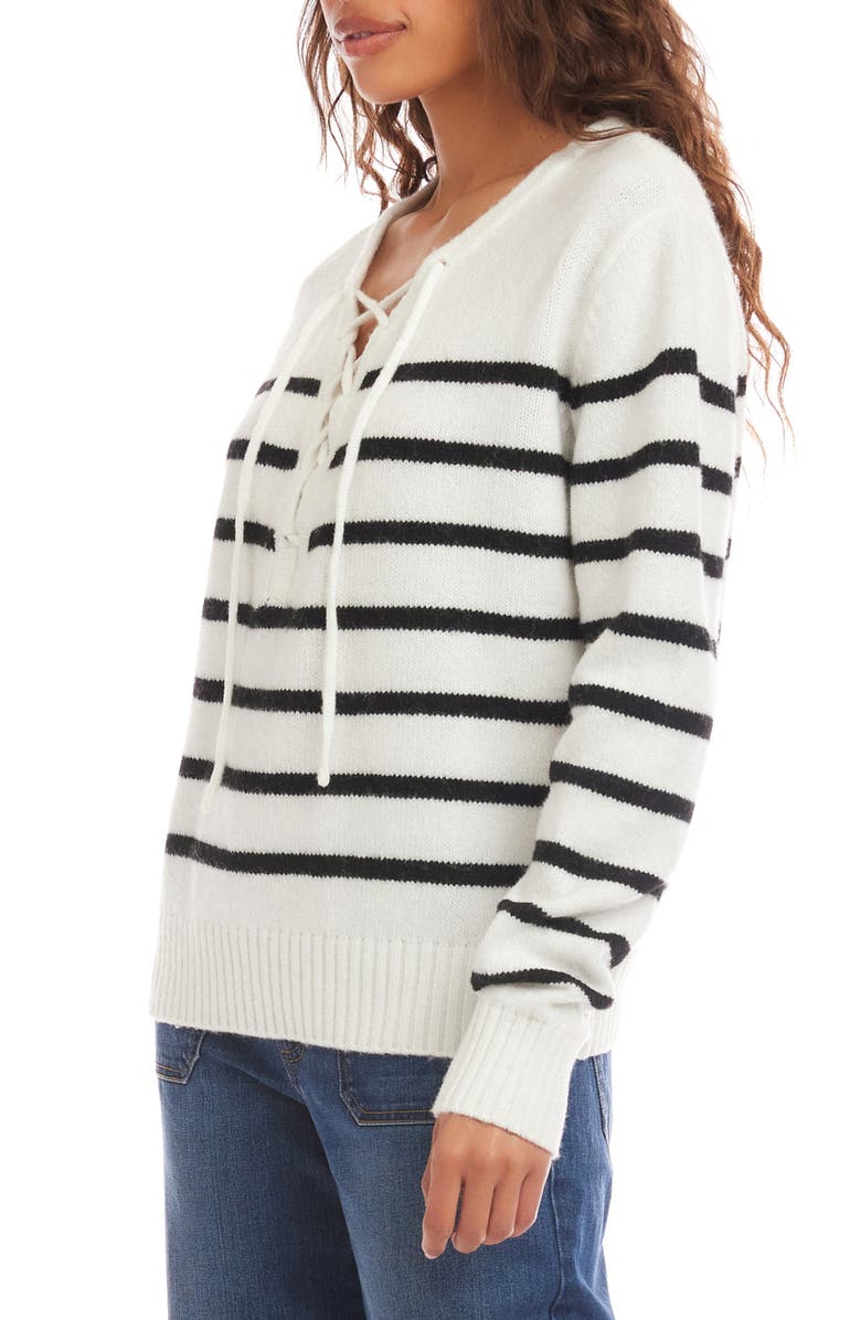 Karen Kane Stripe Lace-Up Sweater, Alternate, color, Stripe