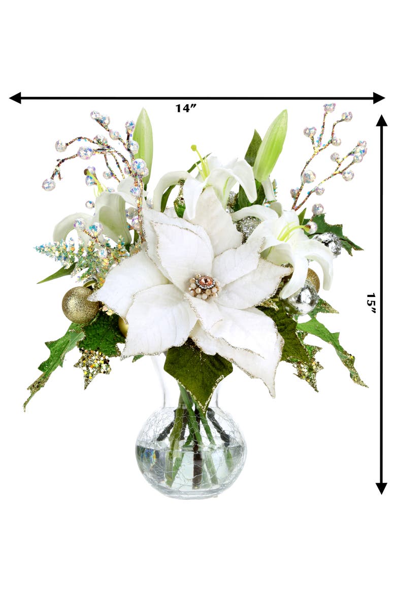 Vase of Poinsettia and Floral, Ivory, Alternate, color, White