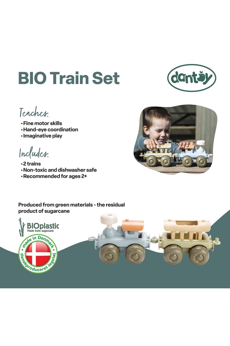 Bio Train Set with 2 Linking Toy Train Cars, Alternate, color, Multicolored