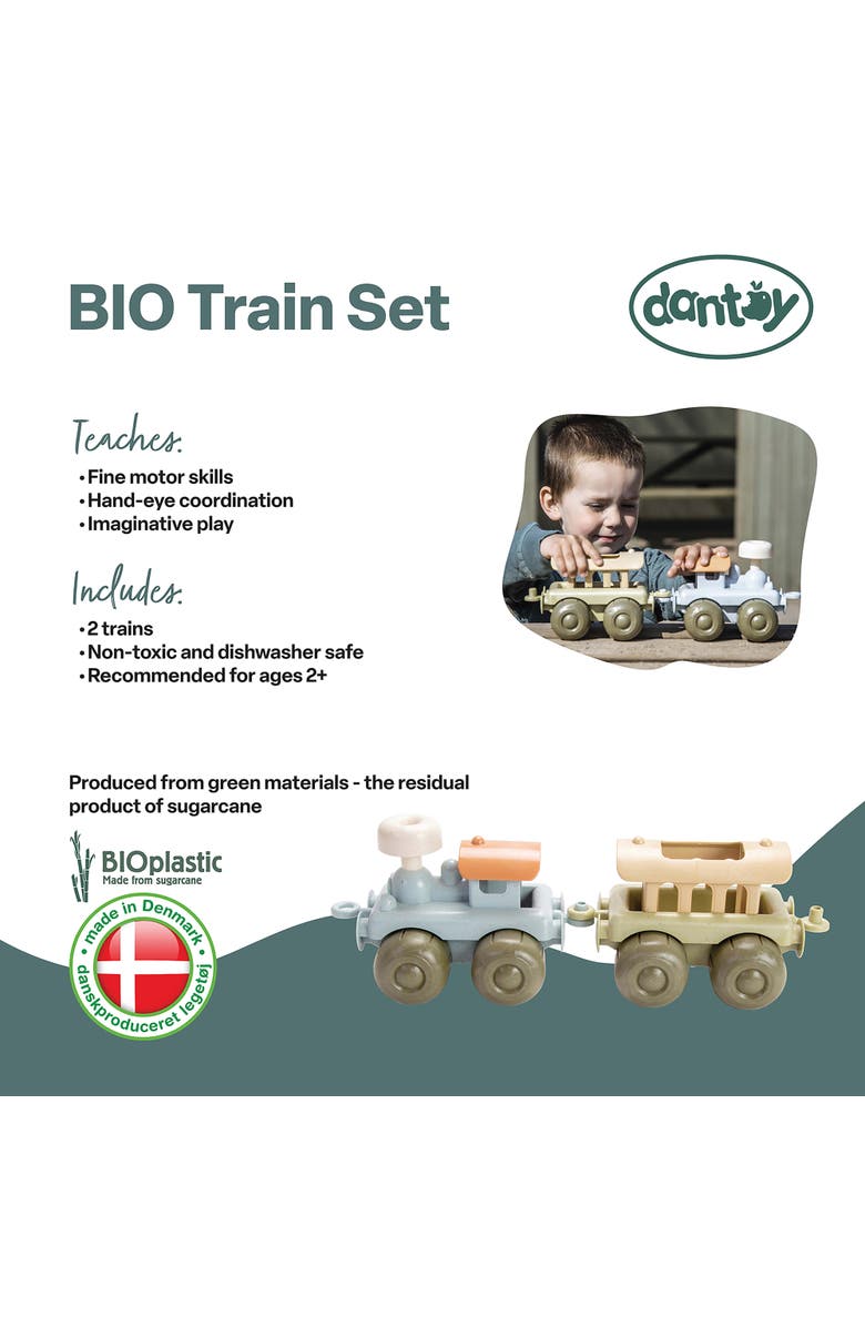 Dantoy Bio Train Set with 2 Linking Toy Train Cars, Alternate, color, Multicolored