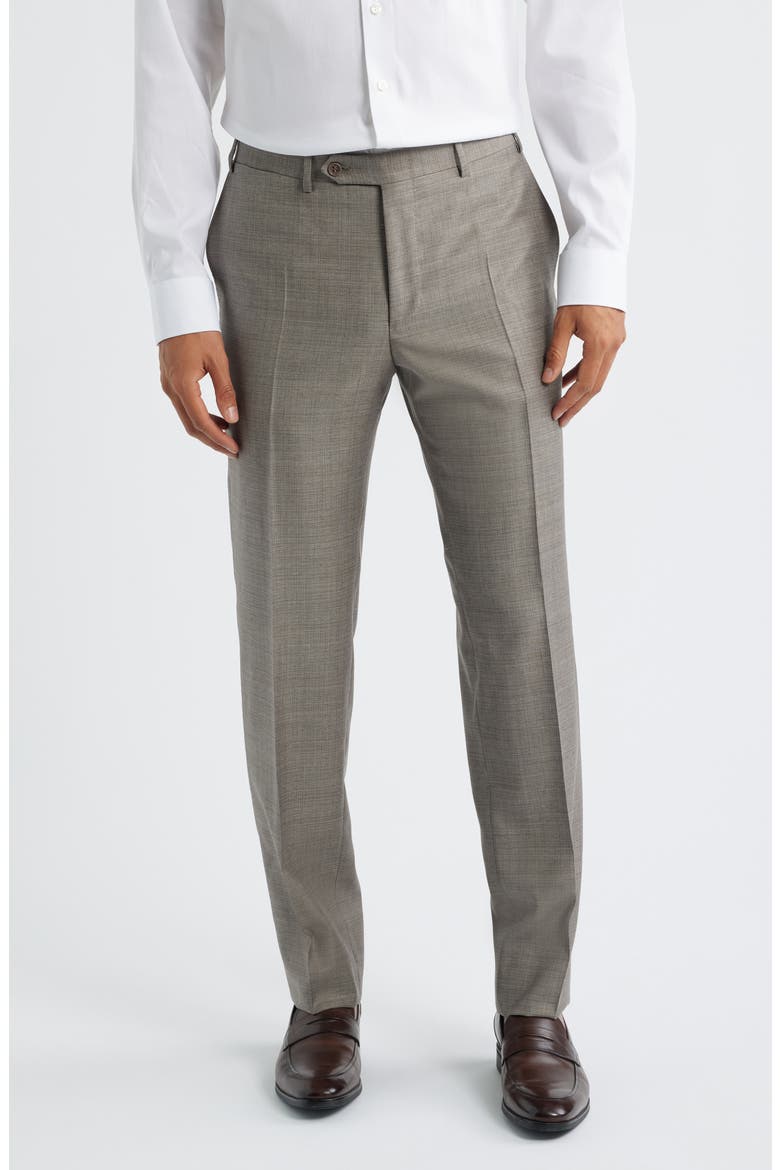 Siena Regular Fit Brown Mélange Super 130s Wool Suit, Alternate, color, BEIGE