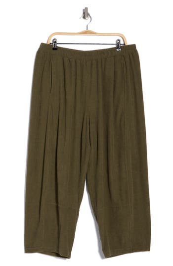 Max Studio Corduroy Knit Crop Barrel Leg Pants In Green