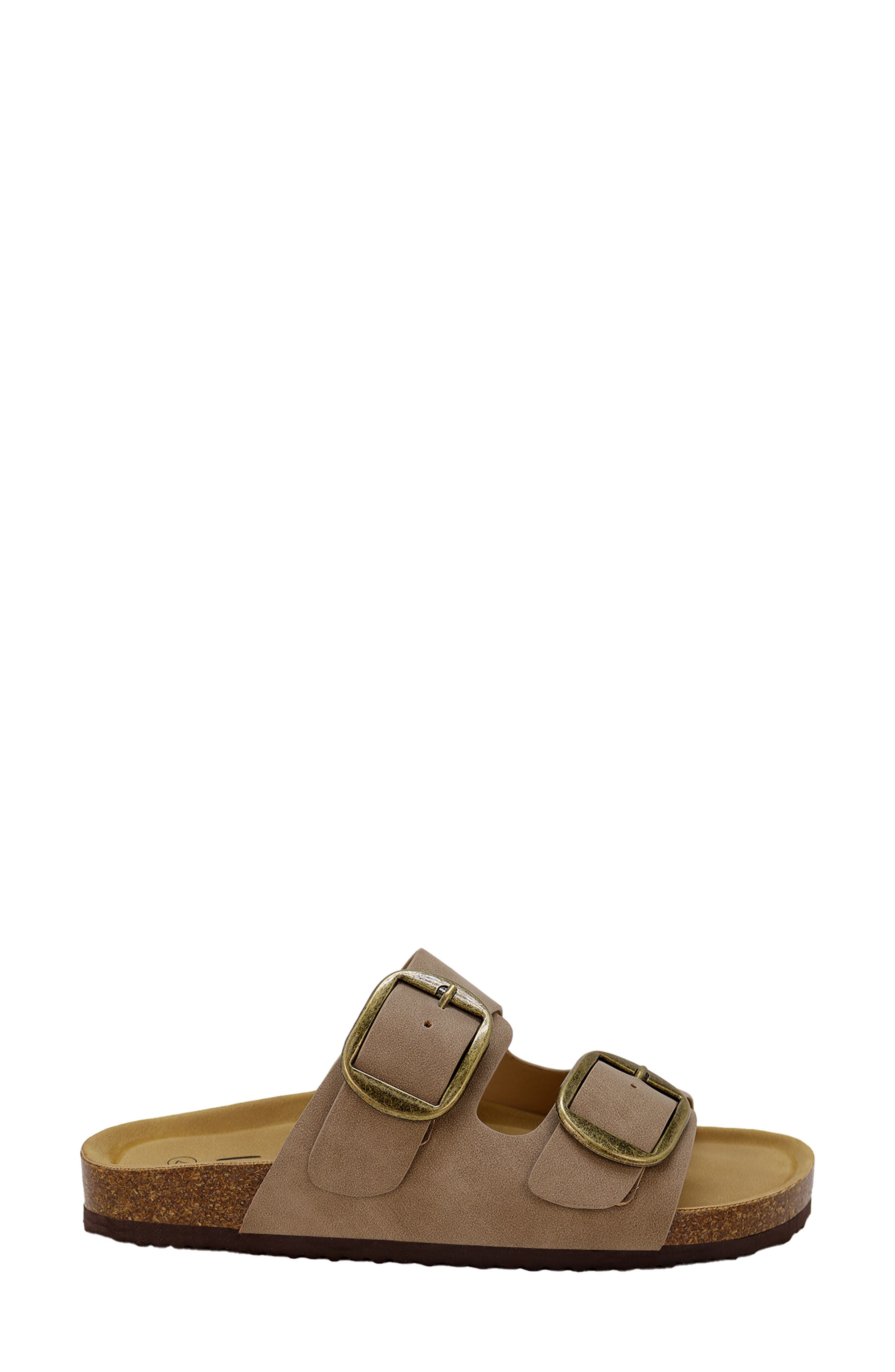 Griffin Faux Leather Double Strap Slide Sandal, Alternate, color, MOCHA
