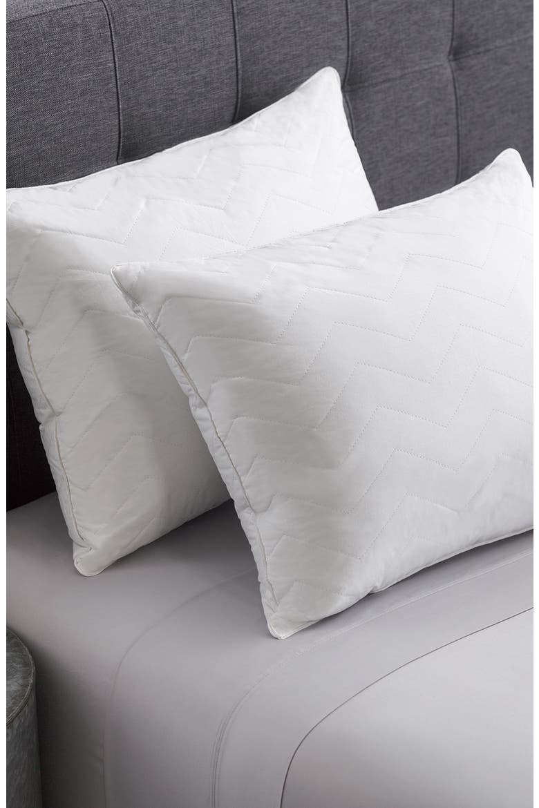 Hotel Luxe Set of 2 Herringbone Quilted Pillows, Alternate, color, WHITE