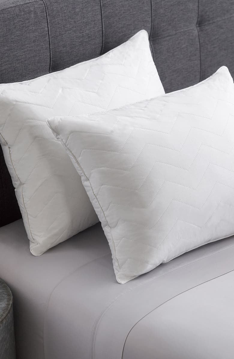 Allied Home Hotel Luxe Set of 2 Herringbone Quilted Pillows, Alternate, color, White