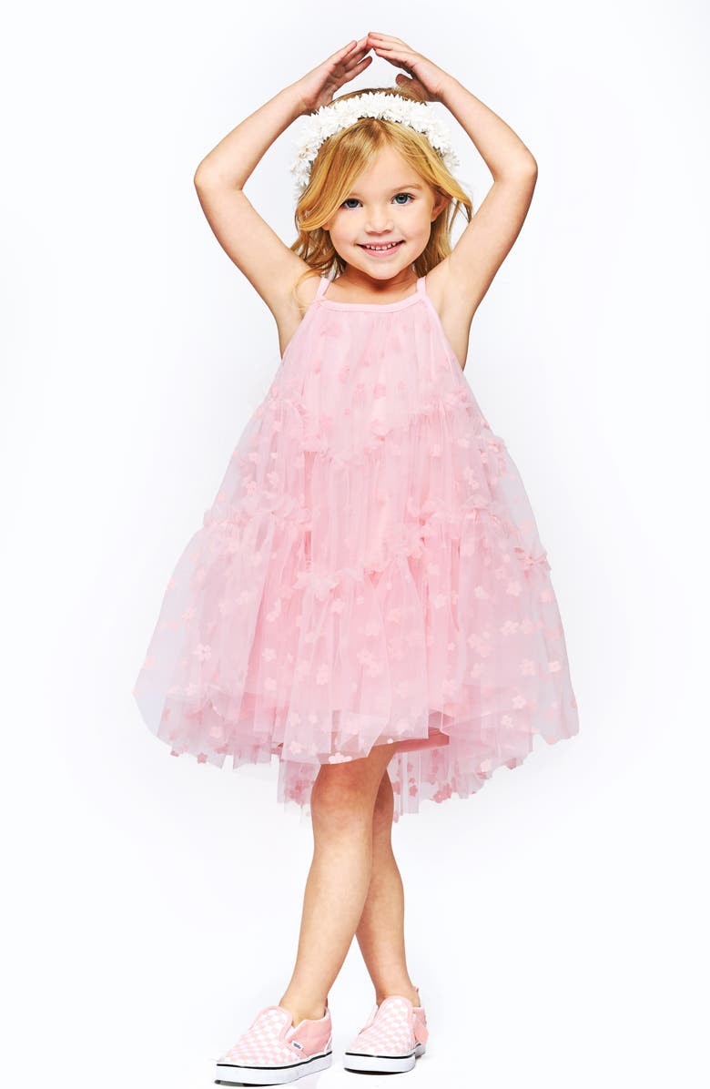 Hannah Banana Kids' Tiered Tulle Party Dress, Alternate, color, Pink