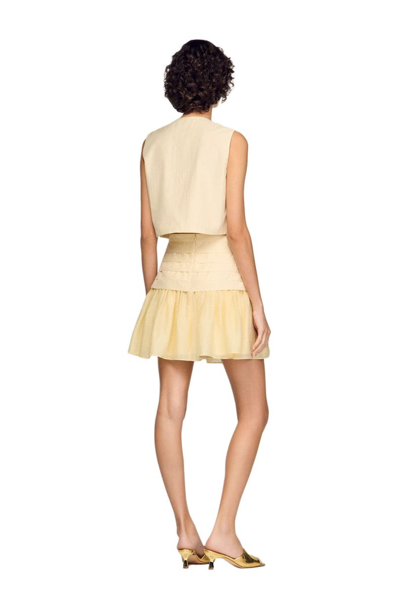 SANDRO Pleated crop top, Alternate, color, Vanilla