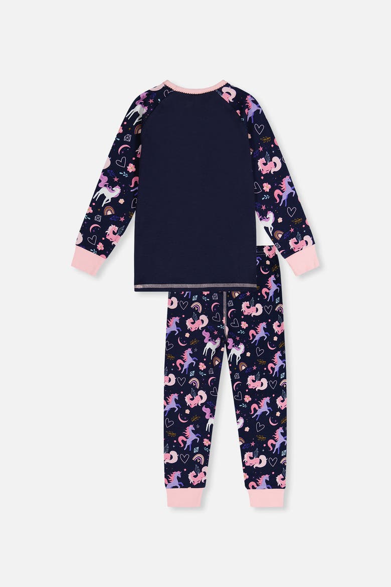Unicorn Organic Cotton Top Pants Two Piece Pajama Set, Alternate, color, Purple Unicorn Print