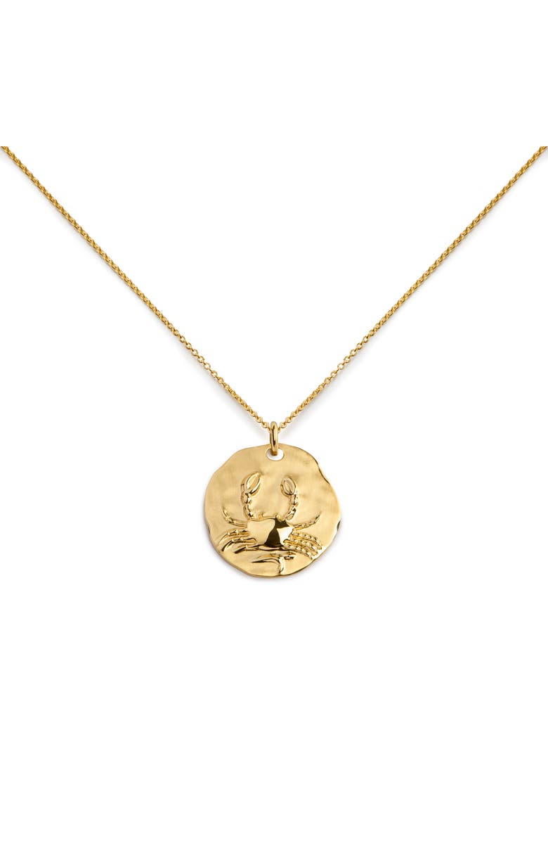 Monica Vinader Zodiac Charm Pendant Necklace, Main, color, 18K Gold Cancer