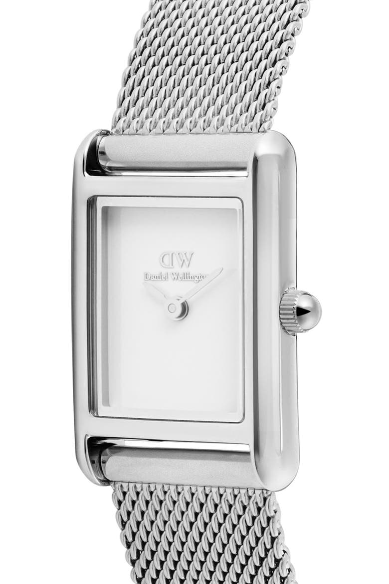 Bound Mini Tank Mesh Strap Watch, 17mm x 26mm, Alternate, color, SILVER-TONE
