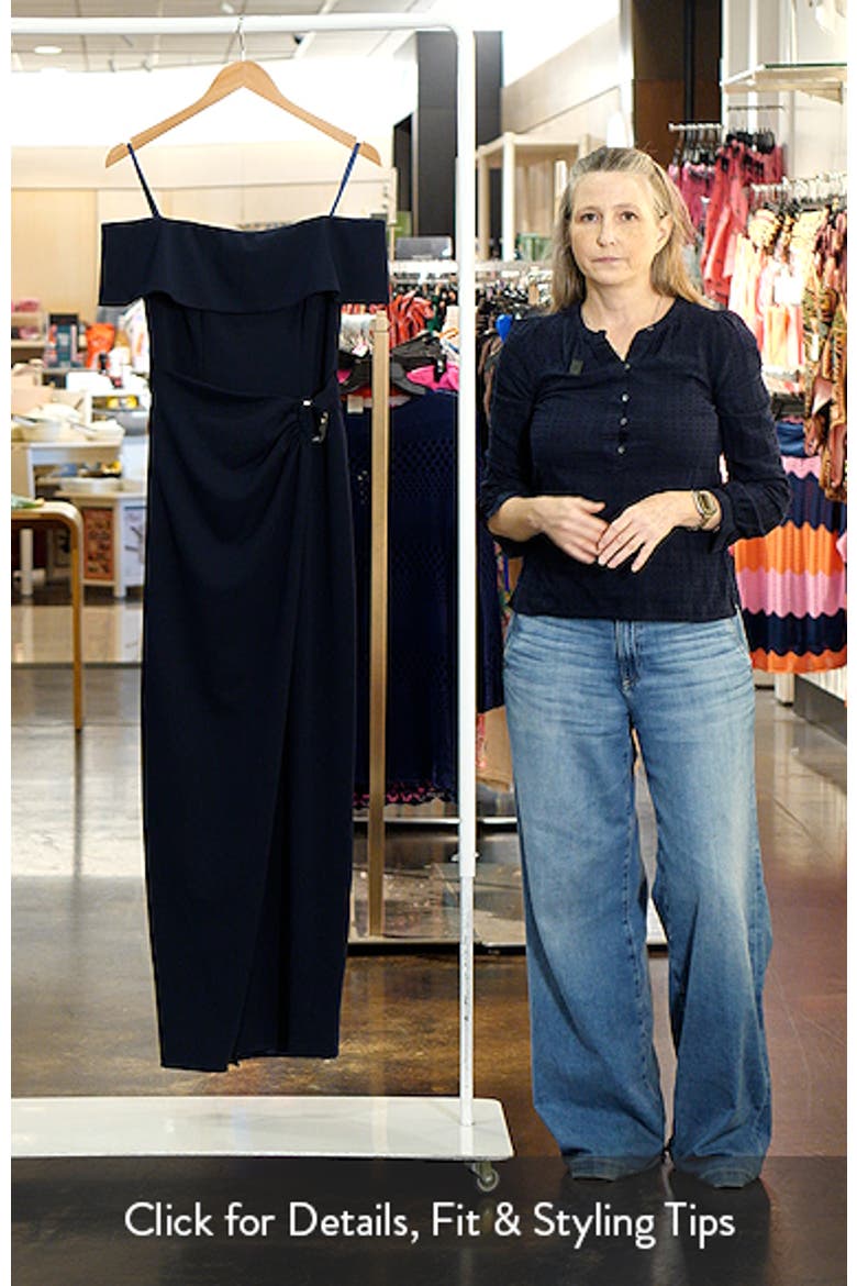 Off the Shoulder Scuba Crepe Gown video
