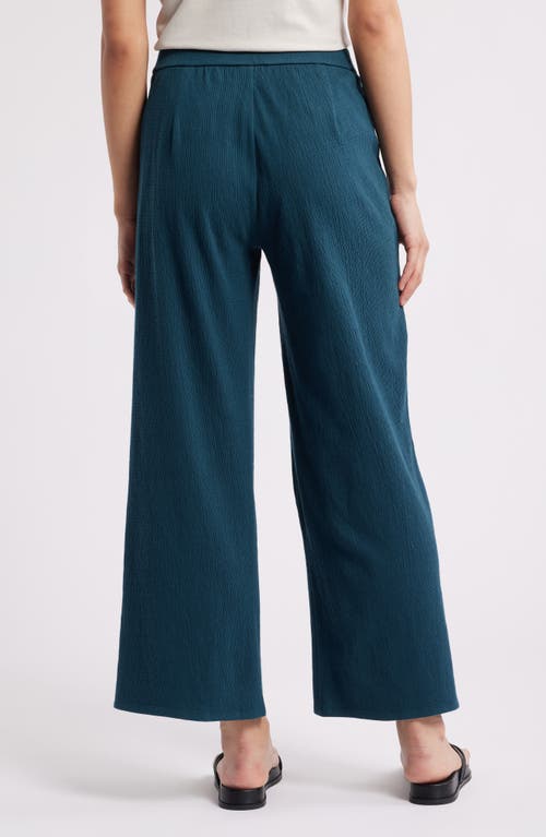 Shop Eileen Fisher Jersey Ankle Wide Leg Pants In Alpine