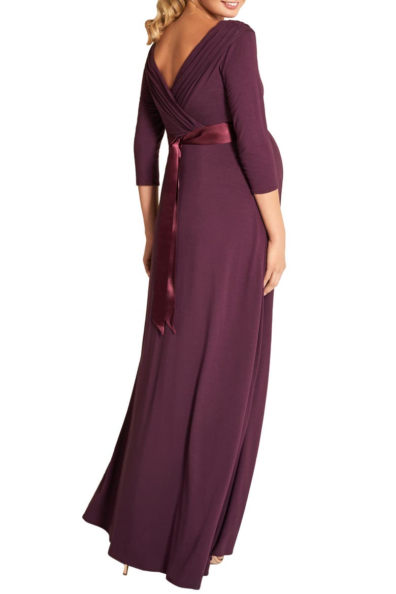 Willow Maternity Gown, Alternate, color, CLARET