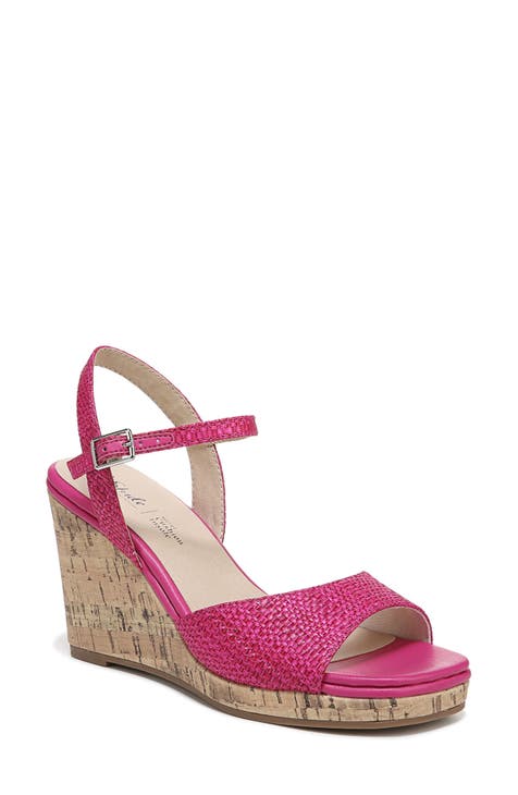 *Size 9* BP Nordstrom Gabby PINK Woven Ankle Strap Wedge good Sandals - Brand New!!