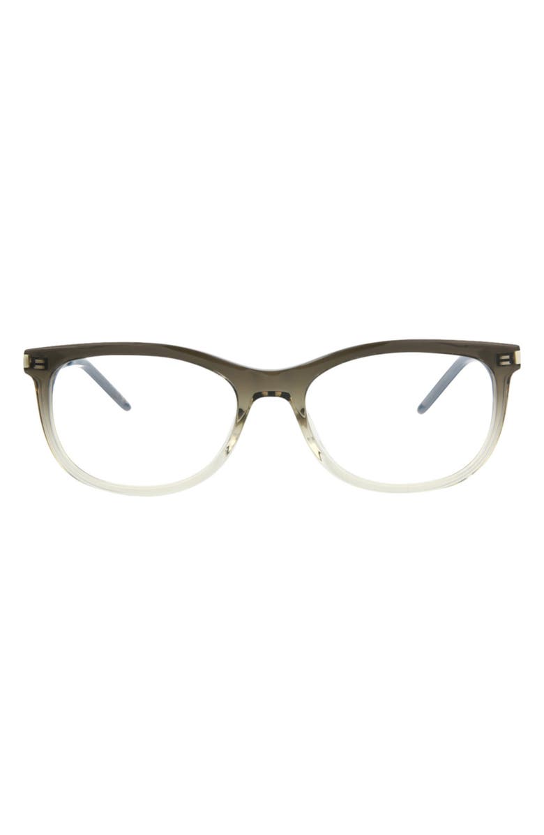 Saint Laurent 53mm Oval Optical Glasses, Main, color, Grey Silver Transparent