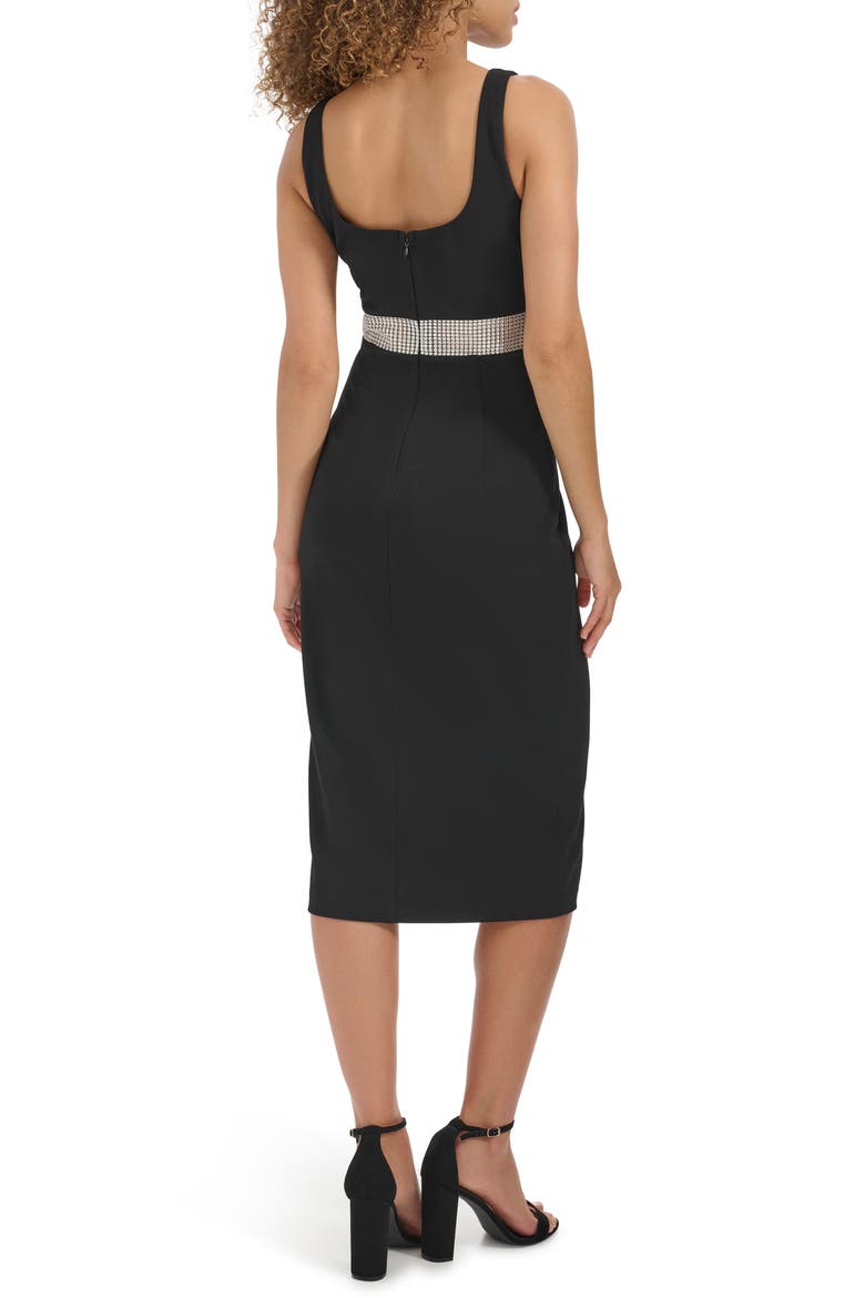 Crepe Scuba Knit Midi Cocktail Dress, Alternate, color, BLACK