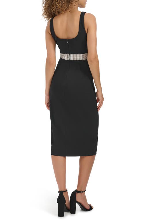 Siena Crepe Scuba Knit Midi Cocktail Dress In Black
