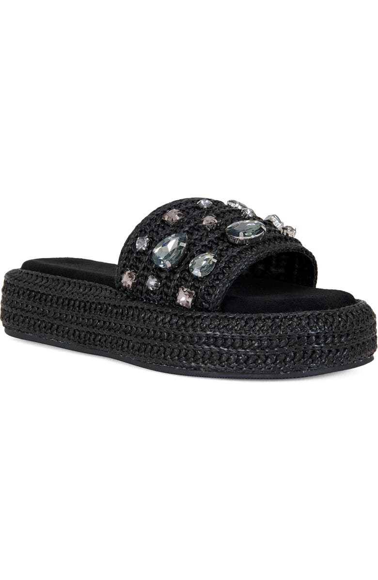 AZALEA WANG Baste Platform Slide Sandal, Main, color, Black