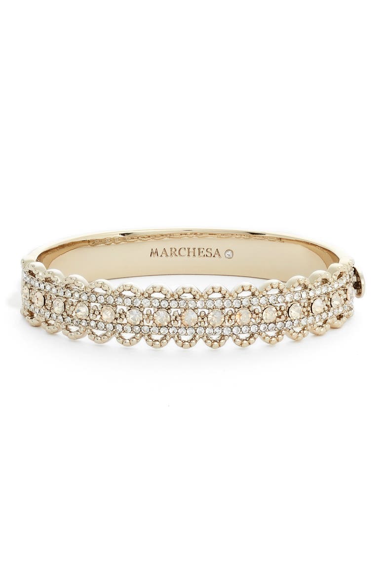 Crystal Filigree Bangle, Main, color, GOLD