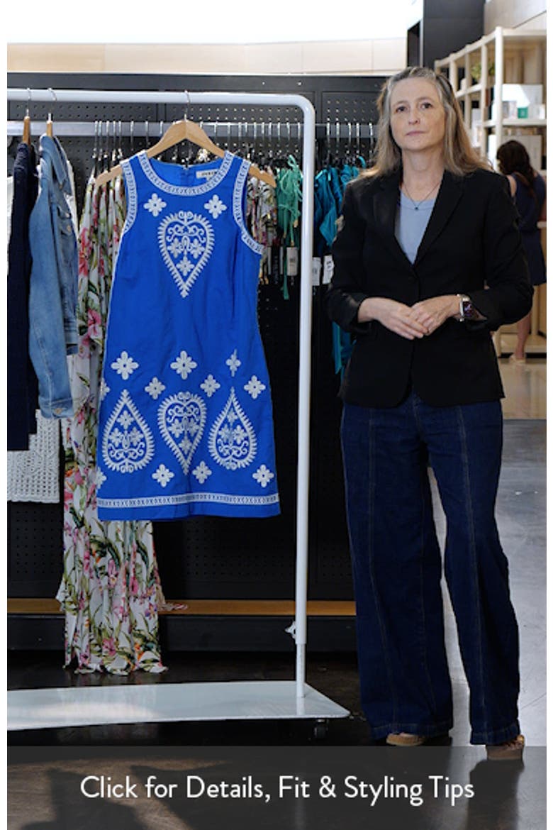 Embroidered Sleeveless Linen & Cotton Shift Dress video